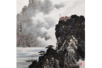 客厅装饰画 张美生写意山水画《三峡云烟》