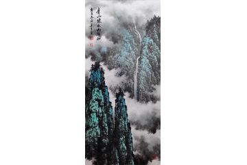 客厅装饰画 张美生写意山水画《青山绿水两相和》