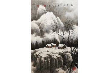 客厅装饰画 张美生写意山水画《瑞雪兆丰年》