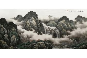 客厅装饰画 张美生写意山水画《源远流长》