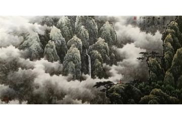 客厅装饰画 张美生写意山水画《云去山如画》