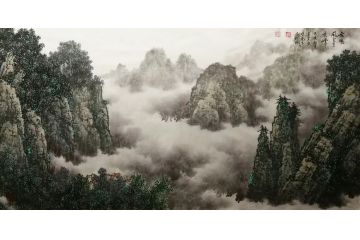 客厅装饰画 张美生写意山水画《无限春光在险峰》