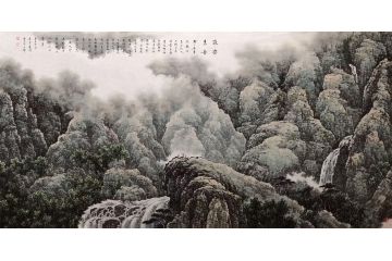 客厅装饰画 张美生写意山水画《深谷泉音》