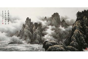 客厅装饰画 张美生写意山水画《大壑云起群峰秀》