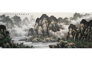 客厅装饰画 张美生写意山水画《水光潋滟晴方好》