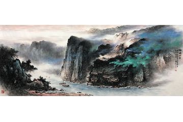张绪洪新品力作六尺横幅国画山水画《融通四海》