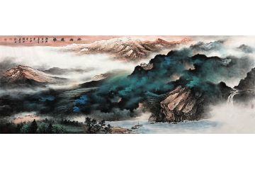 张绪洪新品力作六尺横幅国画山水画《江山揽胜》