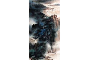 张绪洪新品创作国画山水画《江流千万里》