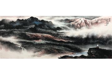 张绪洪新品力作六尺横幅国画山水画《祥云》