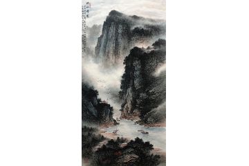 张绪洪新品四尺竖幅国画山水画《峡江晴云》