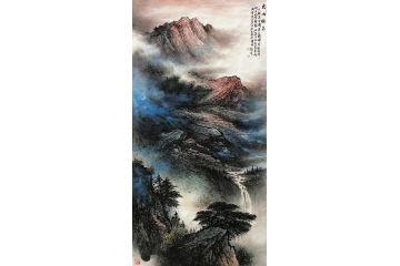 张绪洪新品四尺竖幅国画山水画《云山晓色》
