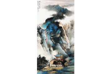 张绪洪新品四尺竖幅国画山水画《湖山清夏图》