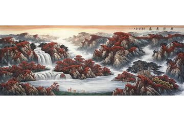 温牧原国画创作鸿运聚宝盆作品《财源广进》