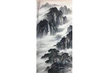 资春成新品四尺竖幅国画山水画《黄山烟云图》