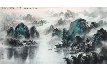 资春成新品四尺横幅山水画《漓江山水天下奇》