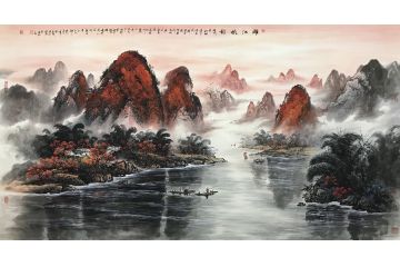 资春成新品四尺横幅国画山水画《漓江秋韵》