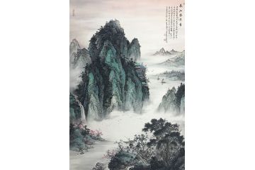 资春成新品四尺竖幅山水画《春江胜景图》