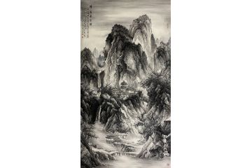 资春成新品四尺竖幅山水画《晴峦萧寺图》