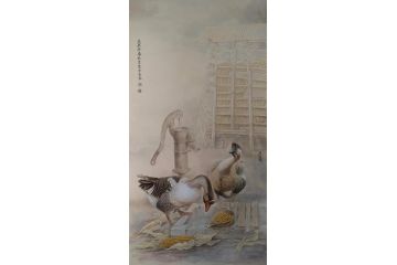 陈松岩小尺寸工笔花鸟画作品《穷款》