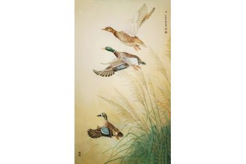 陈松岩四尺竖幅工笔花鸟画作品《穷款》