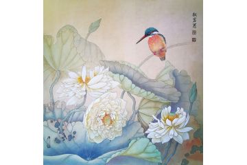 陈松岩斗方画工笔花鸟画作品《穷款》