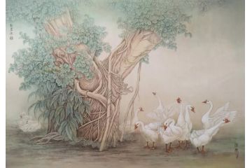 陈松岩工笔花鸟画作品《穷款》