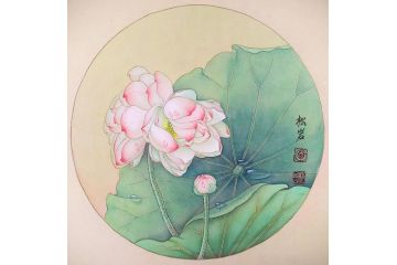 陈松岩斗方画工笔花鸟画作品《穷款》