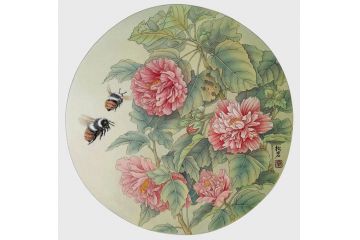 陈松岩斗方画工笔花鸟画作品《穷款》