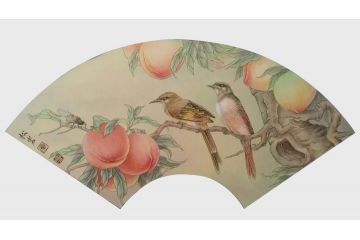 陈松岩小尺寸工笔花鸟画作品《穷款》
