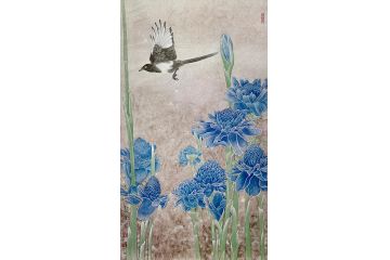实力派画家赵金生工笔花鸟画作品《穷款》