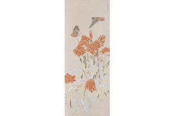 中美协会员赵金生工笔花鸟画作品《春凤吹来》