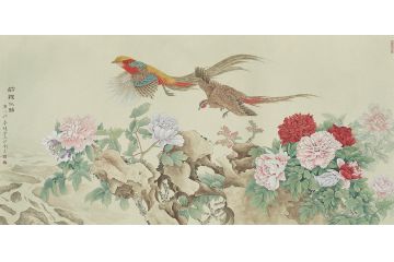 中美协会员赵金生工笔花鸟画作品《前程似锦》