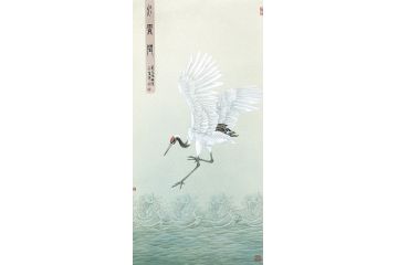 中美协会员赵金生工笔花鸟画作品《水云涧》