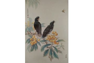 陈松岩小尺寸工笔花鸟画作品《穷款》