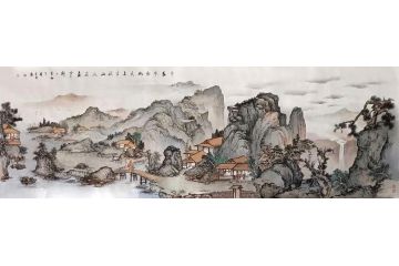 钱连月新品创作国画山水画《春水船如天上坐》