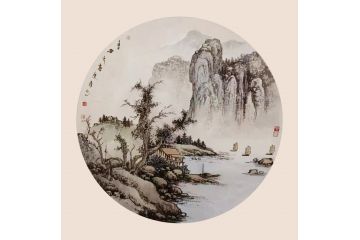 钱连月新品力作国画小品山水画《穷款》