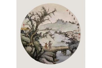 钱连月新品创作国画山水画小品《穷款》