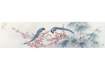 著名画家赵永夫工笔花鸟画作品《灵禽》