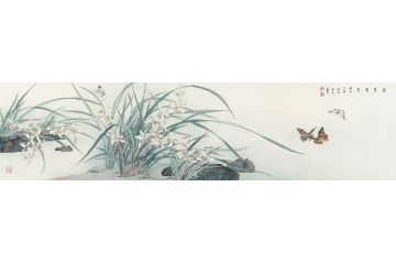 著名画家赵永夫工笔花鸟画作品《兰蕙齐芳》