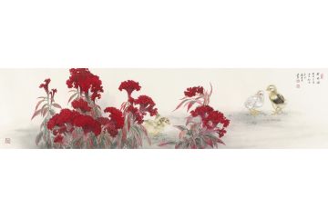 著名画家赵永夫工笔花鸟画作品《待冠图》