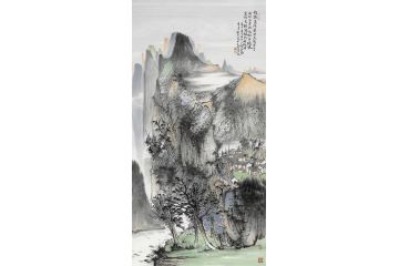 王柏松国画山水画《舒卷意何穷，萦流复带空》