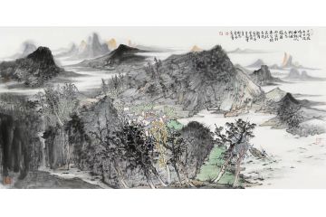 美协王柏松新品山水画《半波飞雨半波晴》