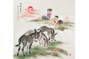 甘肃美协会员汤希忠写意动物画《乡野童趣》