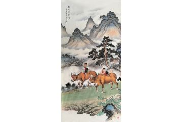  甘肃美协会员汤希忠写意动物画《耕读传家图》