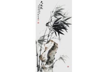 知名画竹人宫竹君国画竹子《大风歌》