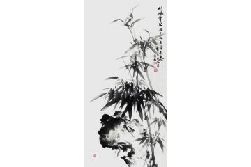 实力派画家宫竹君竹子画《竹风骨也君子以自强不息》