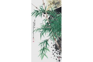 知名画竹人宫竹君国画竹子《青竹傲骨立》
