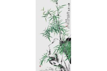 知名画竹人宫竹君国画竹子《傲骨凌风》