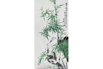 知名画竹人宫竹君国画竹子《傲骨凌风》