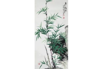 知名画竹人宫竹君国画竹子《节节高升》
